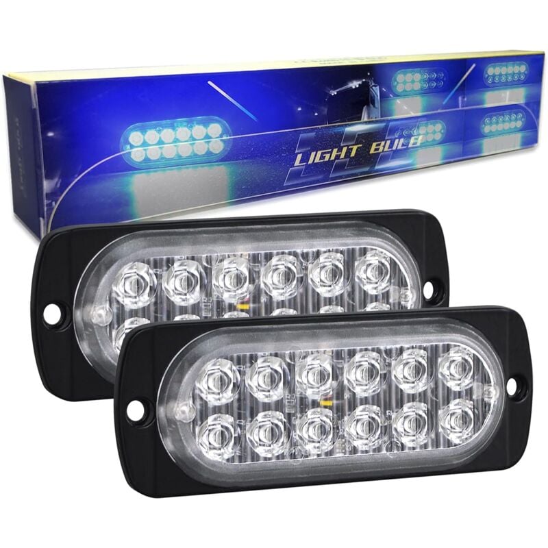foto del prodotto pezzi 4,3 pollici 12 led barra luminosa stroboscopica, 12v 24v lampeggiante luci del rimorchio della polizia, blu