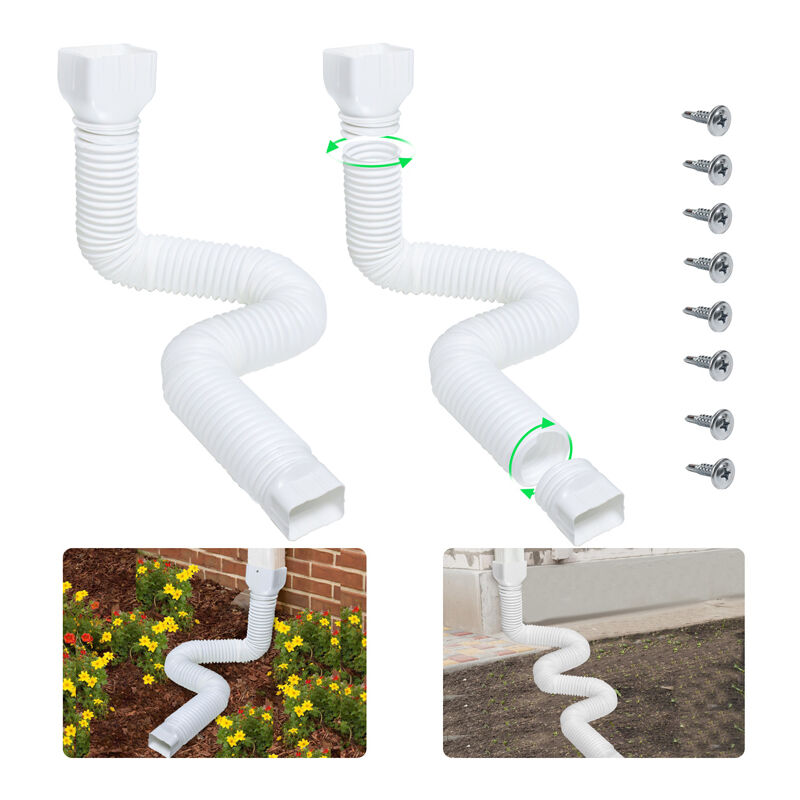 foto del prodotto pezzi 53 152cm estensioni flessibili per grondaie pluviali estensione per tubo di scarico della grondaia bianco 