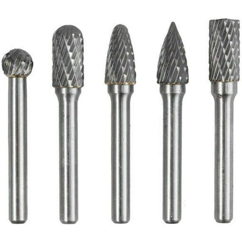 foto del prodotto pezzi 6 mm gambo 10 mm testa carburo di tungsteno doppio taglio set di frese rotanti per lavorazione del legno smerigliatrice per incisione set di