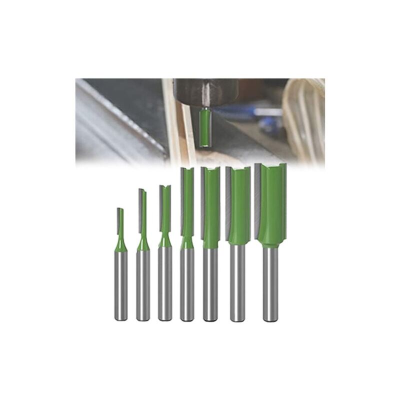 foto del prodotto pezzi 6 mm gambo dritto fresa, utensile per lavorazione del legno in carburo di tungsteno, singolo doppio flauto dritto fresa per legno