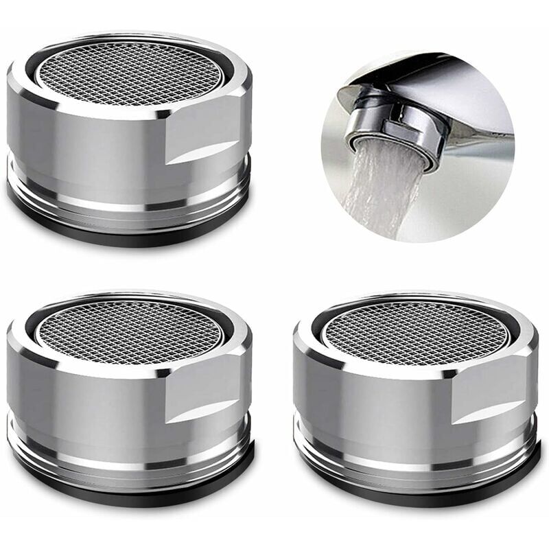 foto del prodotto pezzi aeratore per rubinetto e ugello per rubinetto, filtro per rubinetto con anello di tenuta per cucina, bagno argento diametro esterno 24 mm 