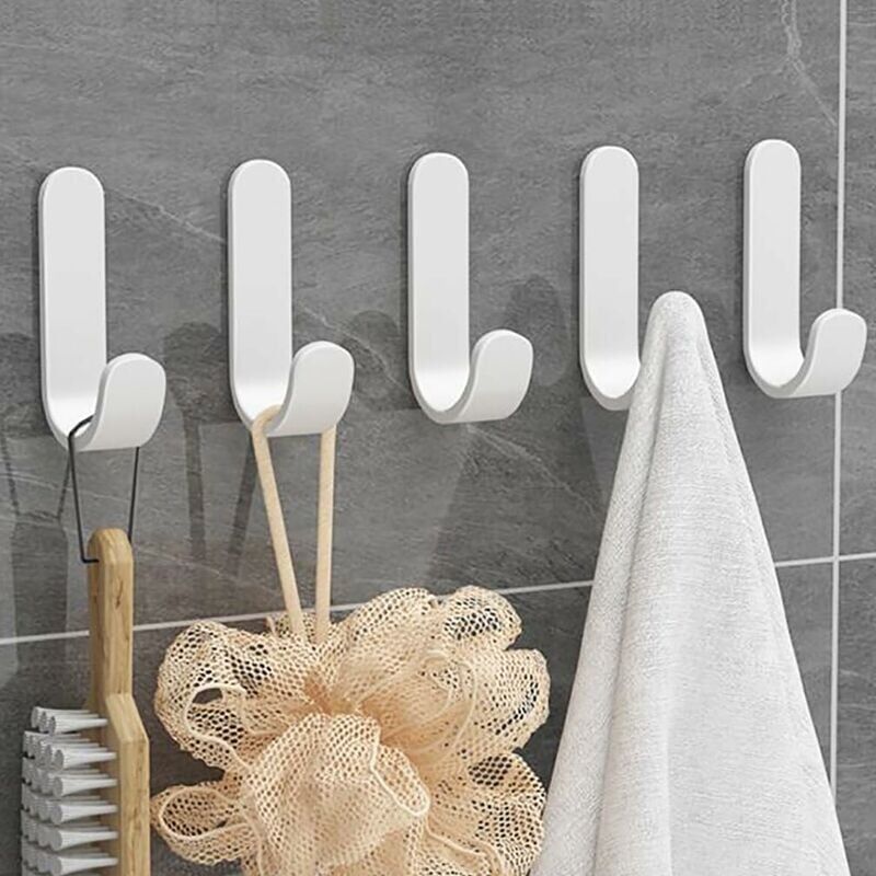 foto del prodotto pezzi bianco ganci adesivi 3m ganci da parete per bagno autoadesivi portasciugamani impermeabile per camera da letto bagno cucina soffitto