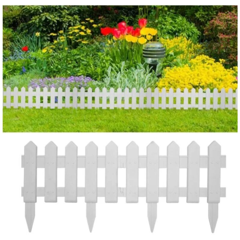foto del prodotto pezzi bordura per prato bianca 1,9 m, recinzione pastorale giardino verde piccola sollbry