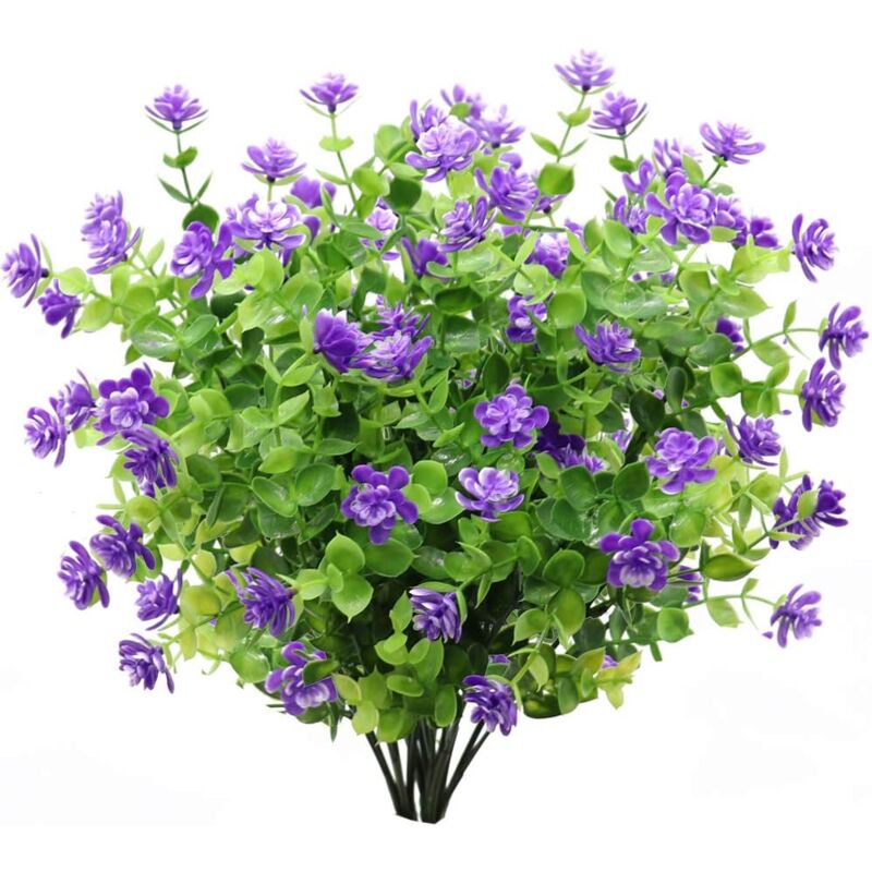 foto del prodotto pezzi di fiori artificiali di eucalipto, piante verdi, resistenti ai raggi uv, fiori di eucalipto finti per interni, esterni, casa, ufficio,