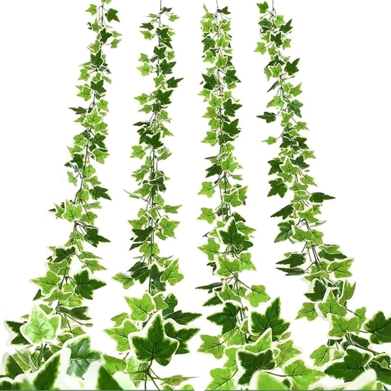 foto del prodotto pezzi di foglie verdi di edera di seta, ghirlande di edera artificiale, pianta di edera artificiale, per ufficio, cucina, giardino, decorazione da