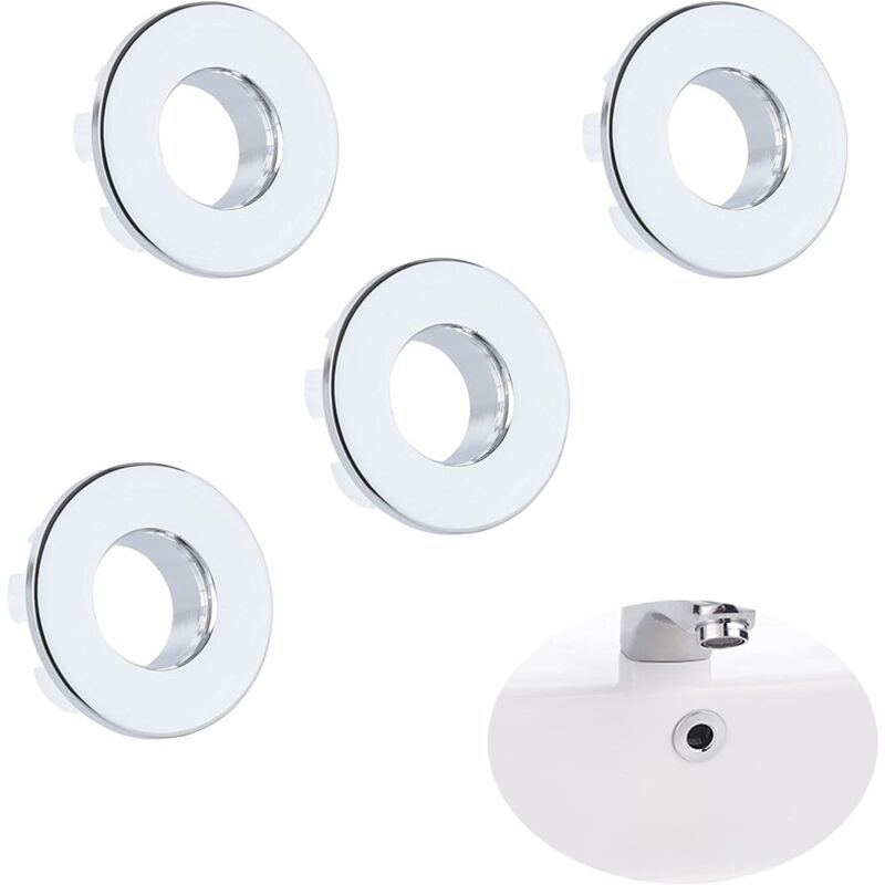 foto del prodotto pezzi di foro di troppo pieno rotondo per lavandini, anelli di troppo pieno, coperchio di troppo pieno per lavandino, anello di troppo pieno per