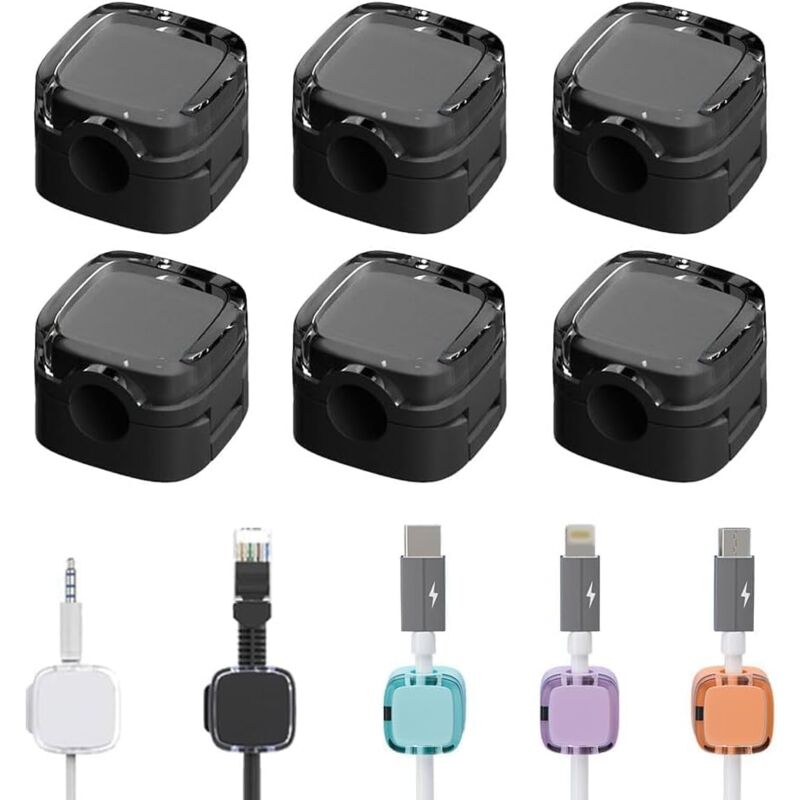 foto del prodotto pezzi di gestione magnetica dei cavi, organizer magnetico per cavi, clip magnetiche autoadesive per cavi, organizer magnetico per cavi da comodino