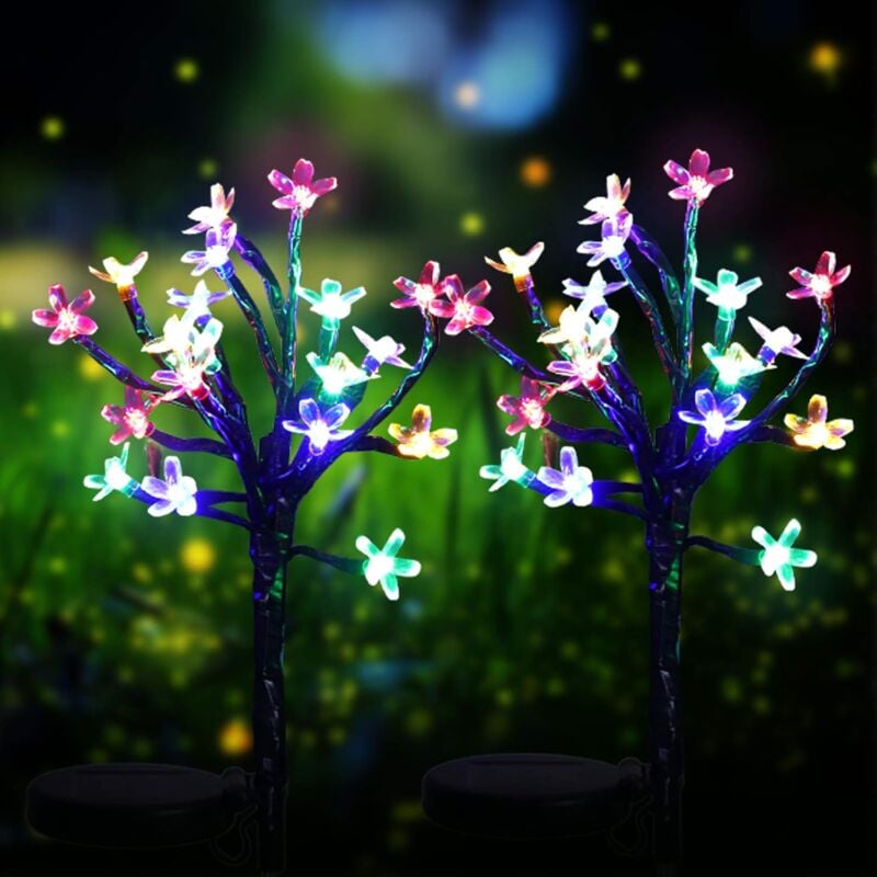 foto del prodotto pezzi di luci solari a forma di fiore con 20 luci a led multicolori a forma di fiore di ciliegio, luci a energia solare impermeabili per la