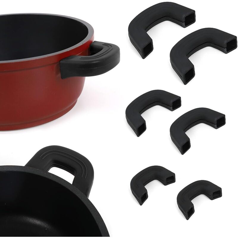foto del prodotto pezzi di manici per pentole in silicone, presine isolanti dal calore, presine protettive anti calore per padelle, pentole per stufati, padelle
