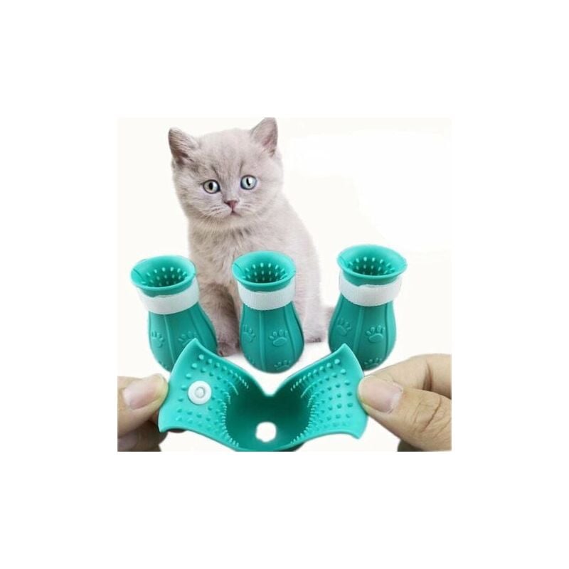 foto del prodotto pezzi di stivali antigraffio per gatti, copripiedi da bagno in silicone morbido e di bellezza, scarpe protettive regolabili per artigli di gatto,