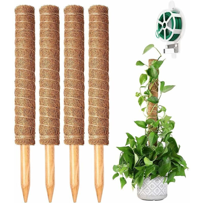 foto del prodotto pezzi di tutori per piante rampicanti da 40 cm, barre in fibra di cocco per piante di monstera, supporti naturali per piante con strisce rotanti da