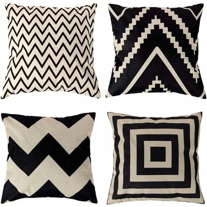 foto del prodotto pezzi federe per cuscini 45 x 45 cm, federa decorativa quadrata con stampa animalier in bianco e nero, federa per cuscino divano, decorazione per la