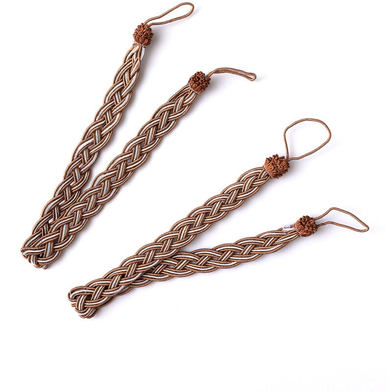foto del prodotto pezzi fermatende intrecciati, fermatende in corda, ganci fermatende per accessori per tende da finestra marrone e argento sollbry