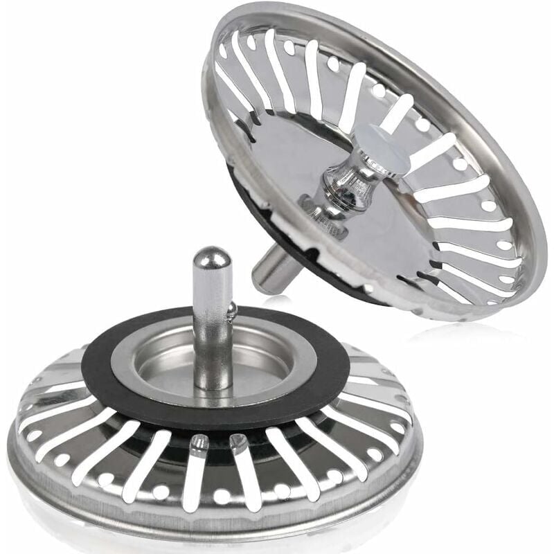 foto del prodotto pezzi filtro per lavello tappo per lavello tappo per foro lavello cucina bagno filtro 84 mm diametro con estremit a sfera, acciaio inossidabile