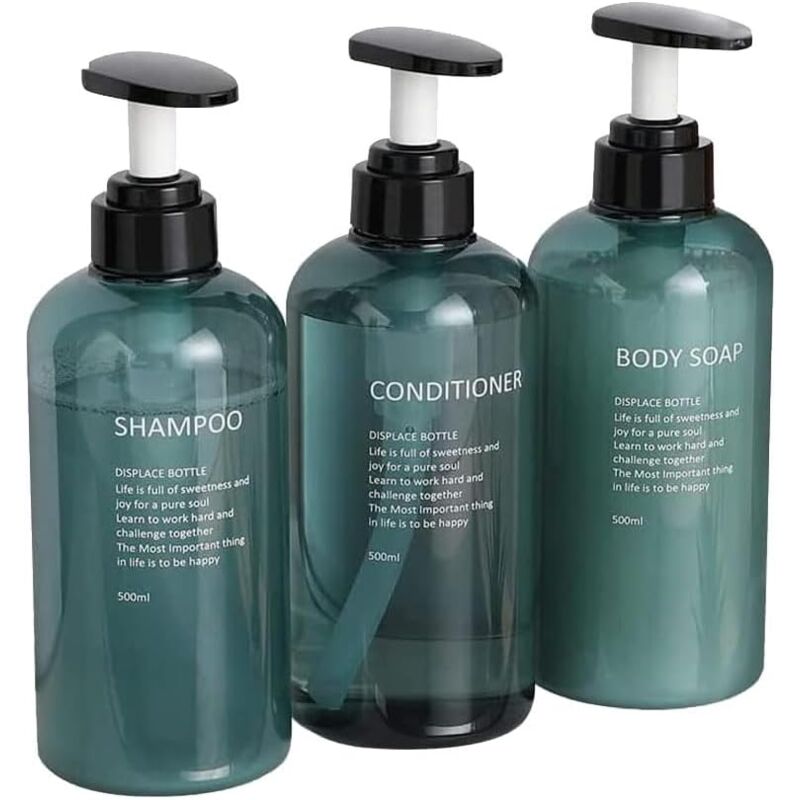 foto del prodotto pezzi flaconi per shampoo ricaricabili da 500 ml, flacone con pompa in plastica da 500 ml, flacone per shampoo vuoto, flacone riutilizzabile per