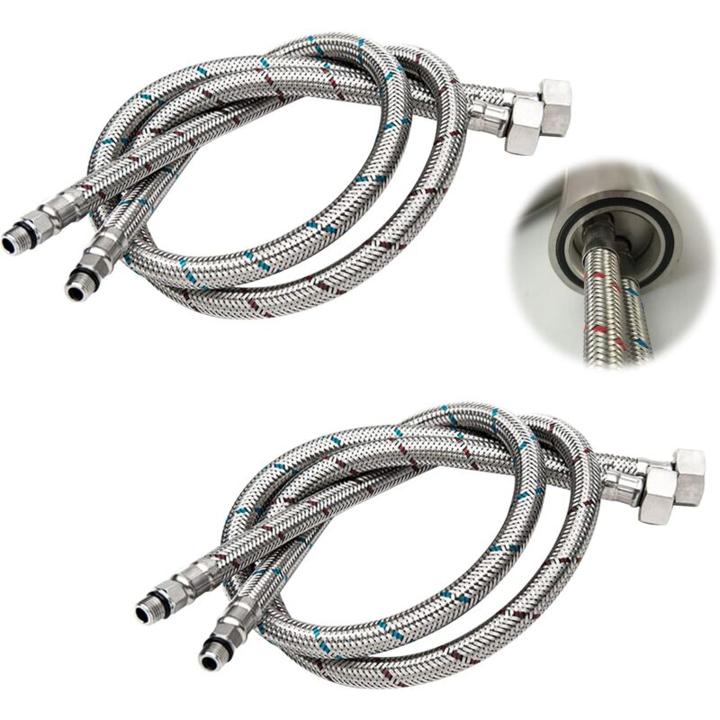 foto del prodotto pezzi flessibile tubo connettore rubinetto acqua, 60 cm lungo in acciaio inox intrecciato flessibile rubinetto tubo, cucina rubinetto tubo, bagno