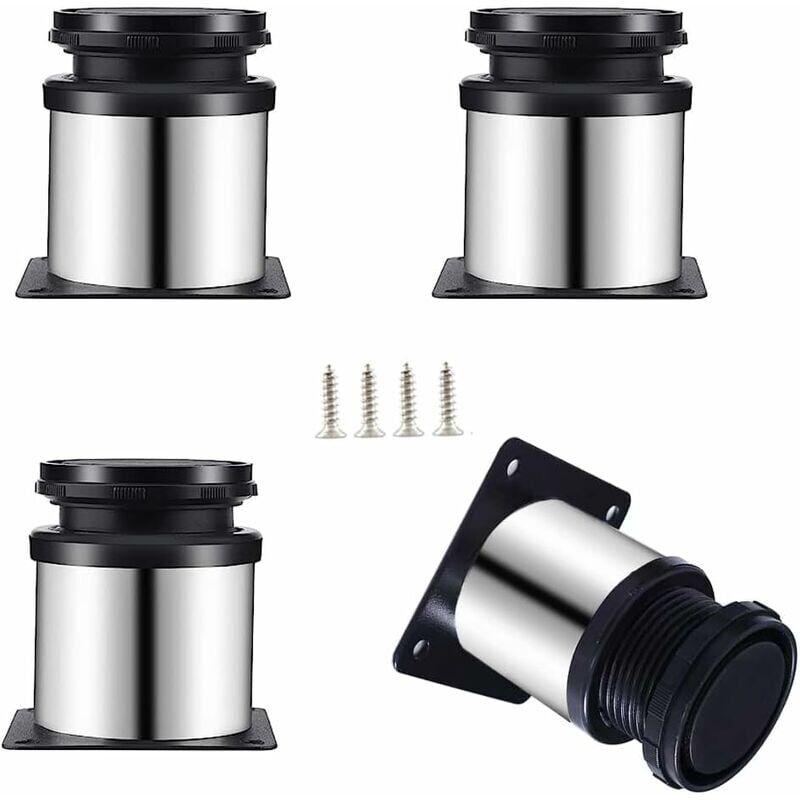 foto del prodotto pezzi gambe per mobili in acciaio inossidabile regolabili, 50 x 60 mm, gambe per armadi, gambe in metallo, adatte per mobili, cucina, scrivania,