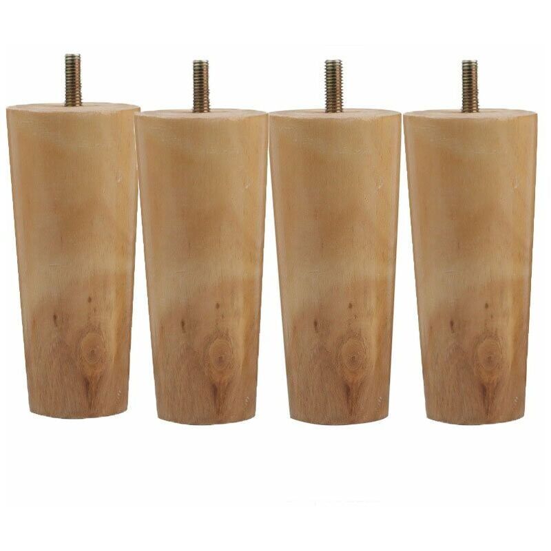 foto del prodotto pezzi gambe per mobili in legno massello, gambe per divani in legno da 12 cm, gambe di ricambio per mobili in legno, gambe affusolate per mobili con