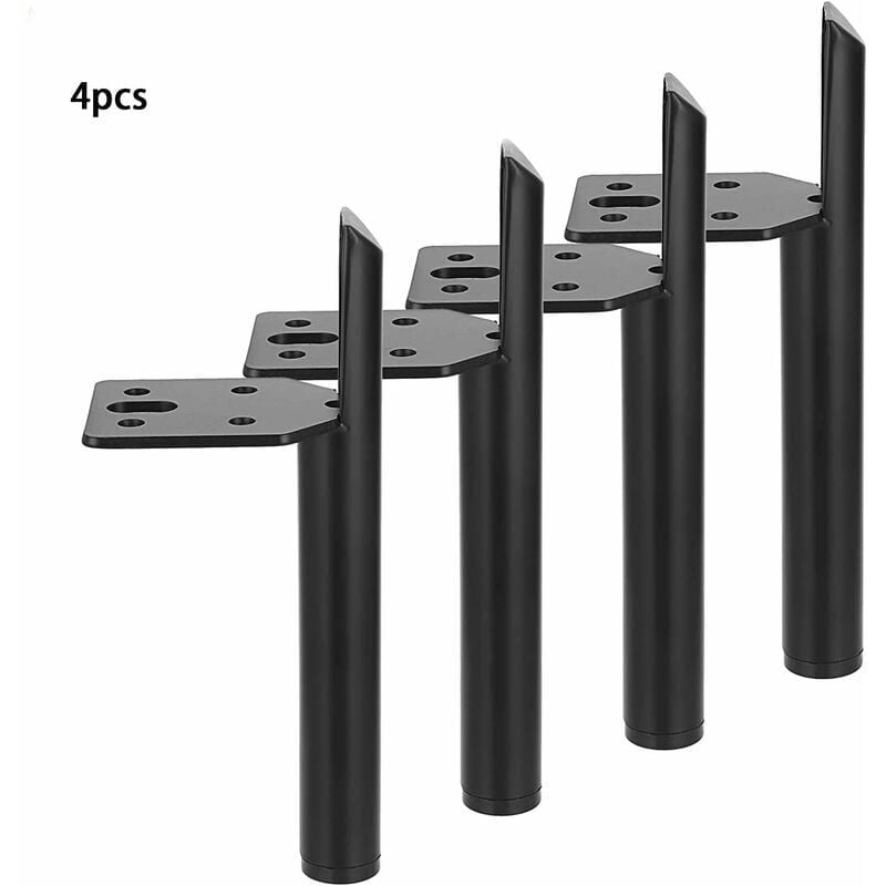 foto del prodotto pezzi gambe per mobili in metallo piedini per letto piedini di ricambio sollevano mobili per armadi, tavoli, divani nero opaco, 15 cm 
