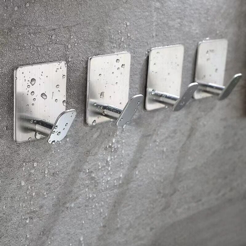 foto del prodotto pezzi gancio adesivo 3m argento, montaggio a parete per bagno, gancio per asciugamani da cucina, gancio per quadri senza foratura, gancio autoadesivo