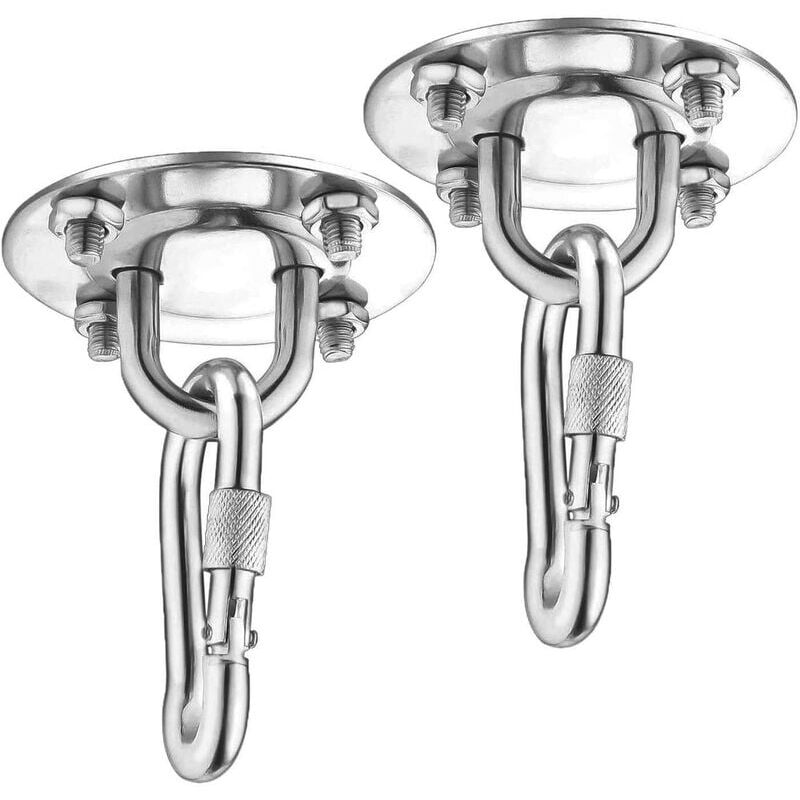 foto del prodotto pezzi gancio per soffitto resistente, capacit 450 kg, kit di sospensione per amaca in acciaio inossidabile, rotazione di 180 per set in cemento e