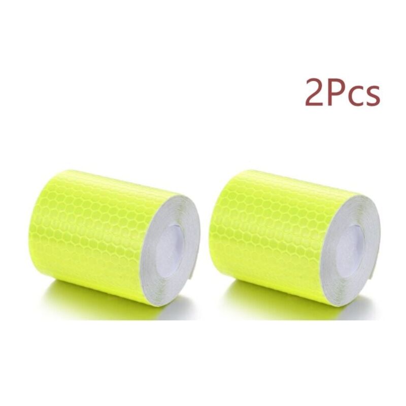 foto del prodotto pezzi giallo fluorescente 5 cm 3m per attaccare e tagliare nastro riflettente resistente alle intemperie nastro di avvertimento, riflettente e