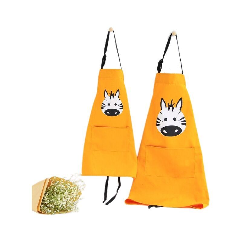foto del prodotto pezzi grembiule animale carino con tasche per adulti bambini impermeabile grembiule da cucina in cotone e lino per bambini grembiule da cucina giallo