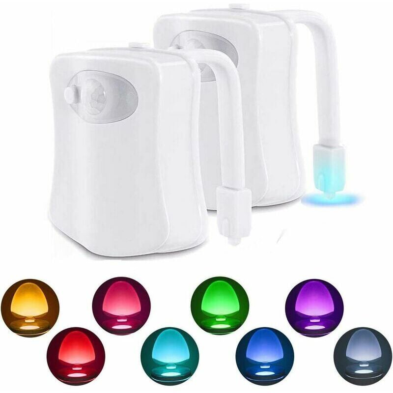 foto del prodotto pezzi luce per wc luce notturna a led sensore di movimento illuminazione a led per wc secchio per wc, mobiletto, sedile del lavandino 8 colori che