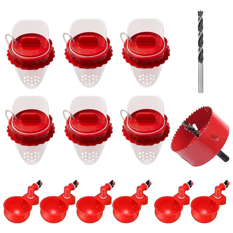 foto del prodotto pezzi mangiatoia per polli e 6 pezzi abbeveratoio per polli, abbeveratoio automatico per polli per polli senza sprechi per polli, anatre, pollame,