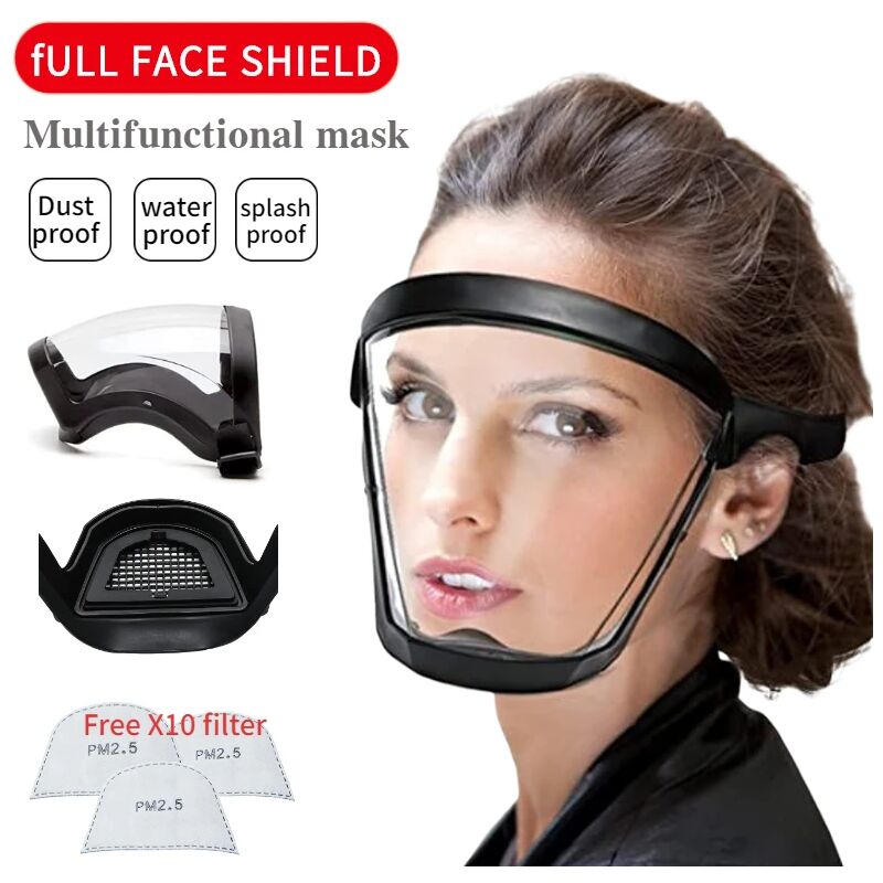 foto del prodotto pezzi maschera trasparente per il viso, visiera integrale, occhiali di sicurezza, maschera di protezione per gli occhi, antivento, antipolvere,