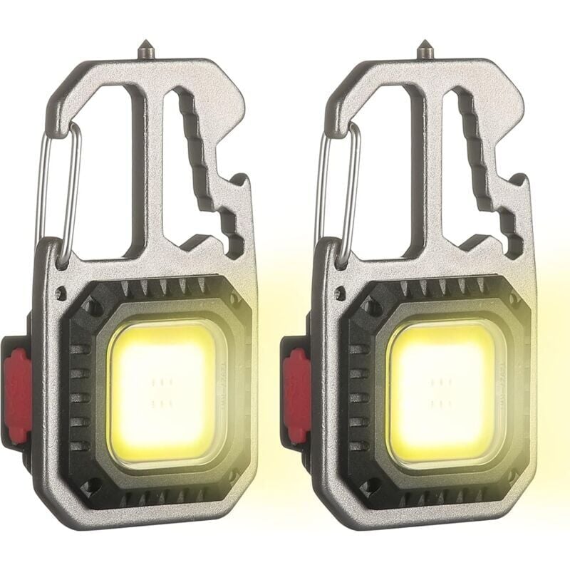 foto del prodotto pezzi mini led lampada da lavoro per ispezione ricaricabile cob portatile piccola lampada portachiavi, 6 modalit , con supporto pieghevole