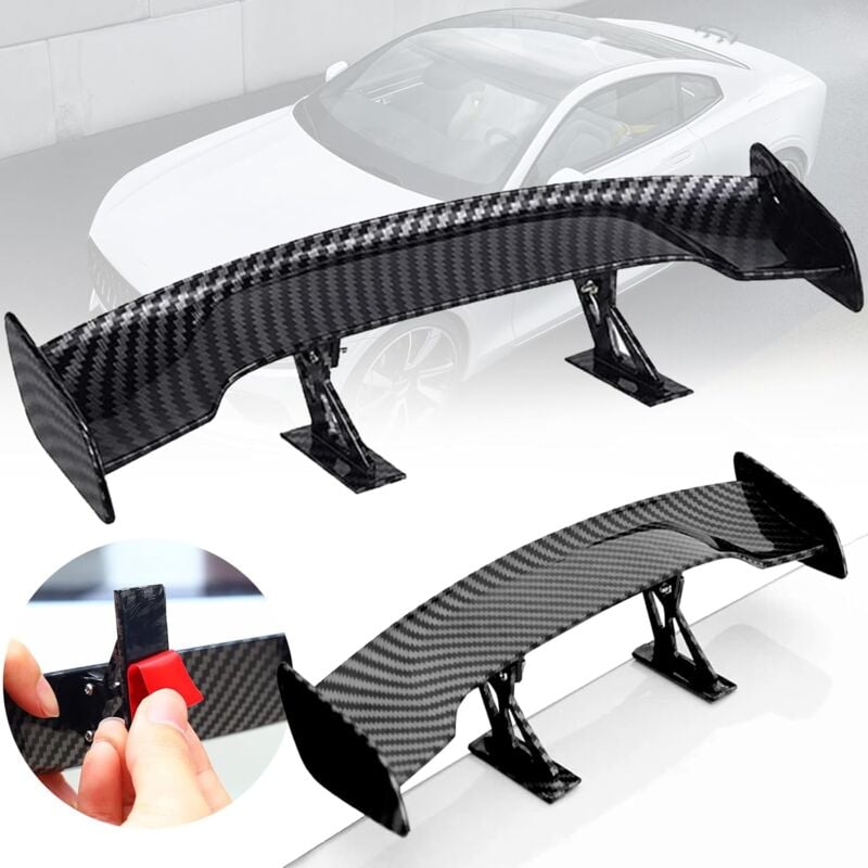 foto del prodotto pezzi mini spoiler per auto, gm nero mini spoiler posteriore per auto, mini spoiler universale per auto senza perforazione, mini spoiler posteriore per auto con trama in fibra di carbonio - bebusingoto