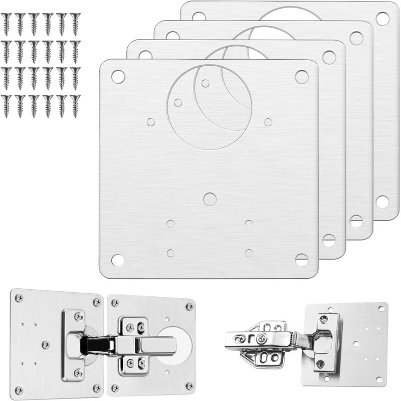 foto del prodotto pezzi piastra di riparazione cerniera mobile con foro, kit piastra di riparazione cerniera, piastre staffe di riparazione facile installazione con 24