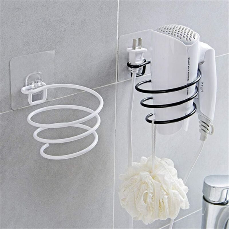 foto del prodotto pezzi porta asciugacapelli creativo in ferro battuto, porta asciugacapelli da bagno senza foratura, accessori da bagno, mensola portaoggetti per