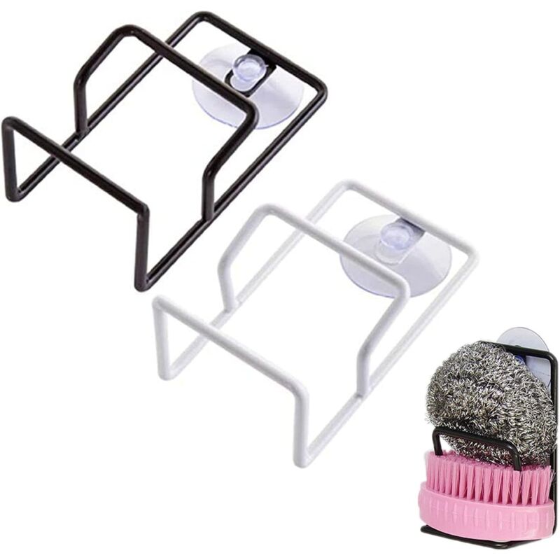 foto del prodotto pezzi porta spugna da cucina con ventosa, porta spugna da lavandino con ventosa a parete per cucina e bagno, contiene spugna, sapone, spazzole per