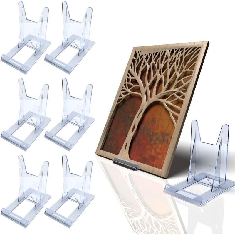 foto del prodotto pezzi portapiatti decorativi in plastica trasparente, espositore per libri, cavalletti e portapiatti o portapiatti portafoto sollbry