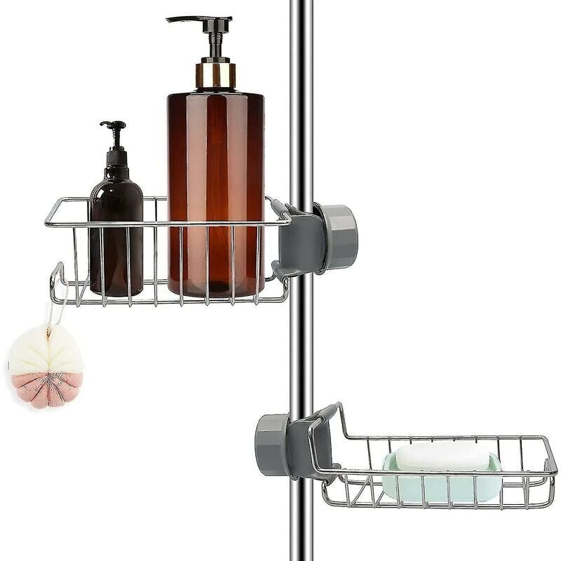 foto del prodotto pezzi portasapone da doccia in acciaio inox senza foratura, mensola telescopica da bagno in acciaio inox, porta sapone da doccia, porta shampoo da