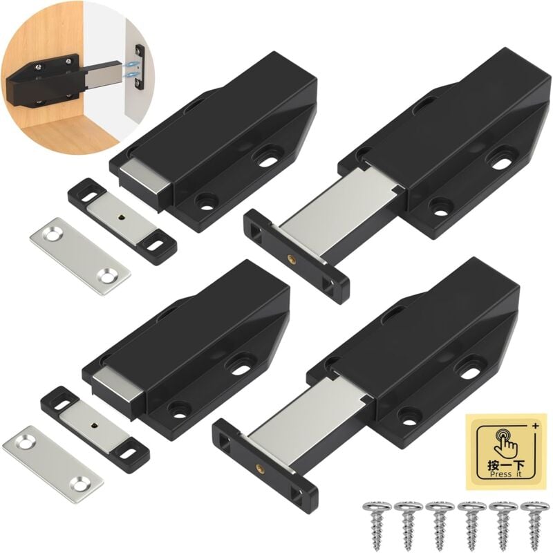 foto del prodotto pezzi push open door catch magnet cabinet cassetto cattura magnetica sistema di chiusura porta push lock ammortizzatore per porta armadio nero