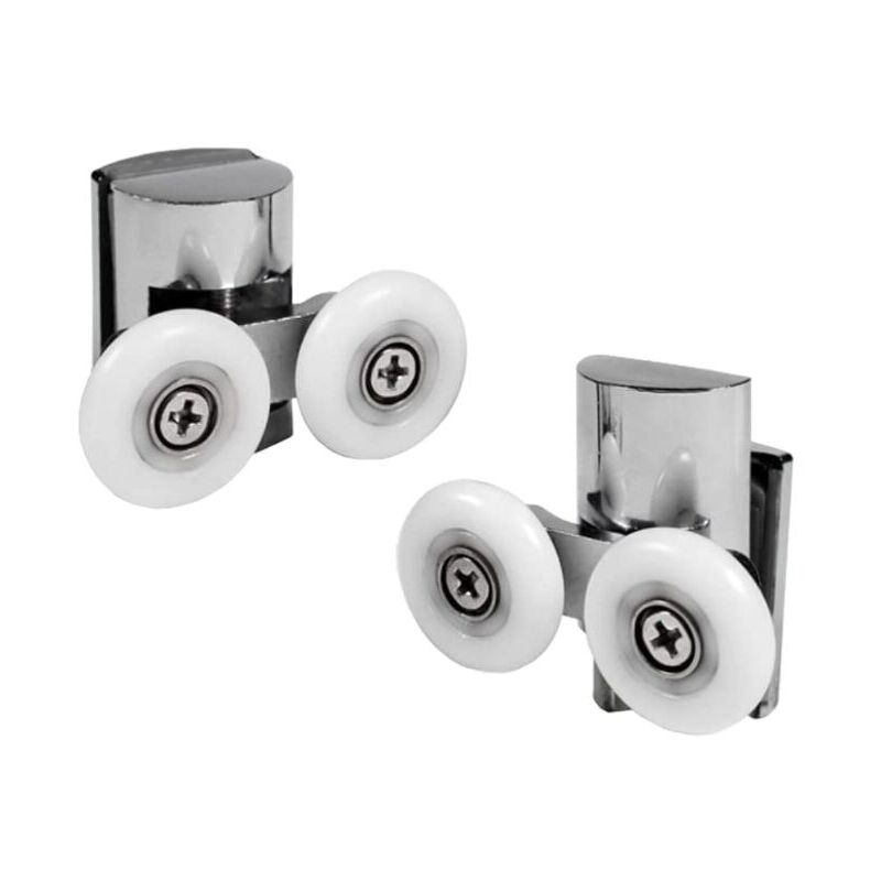 foto del prodotto pezzi ruote doppie per porta scorrevole della doccia, 2 ruote diametro 23mm rotella per doccia bagno in lega di zinco 23mm 2 pezzi ruote su e gi 