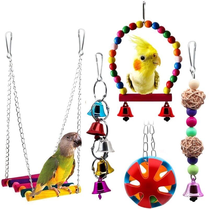 foto del prodotto pezzi set di giocattoli da masticare per pappagalli decorazione per gabbia per uccelli giocattoli per parrocchetti giocattoli per pappagalli altalena