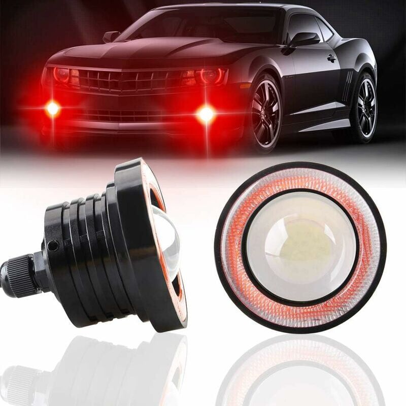 foto del prodotto pezzi super luminosi 3 proiettore universale led fendinebbia 12v 10w rosso cob halo angel eyes anelli moto auto luci di marcia diurna drl luce di