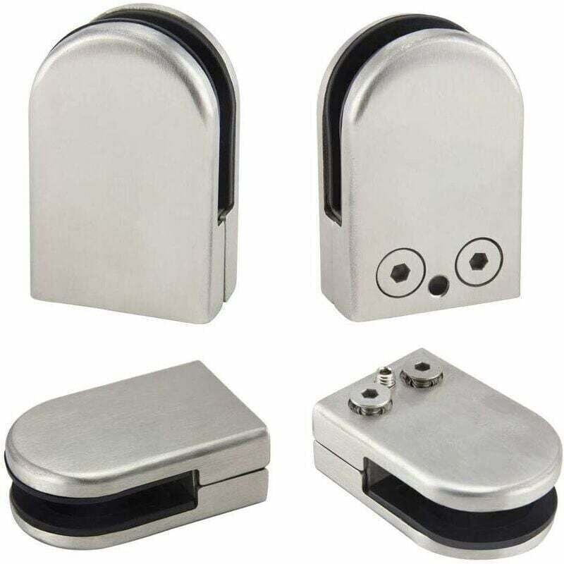 foto del prodotto pezzi supporto per morsetto in vetro da 6 8 mm, in acciaio inox, con clip per vetro, regolabile, con supporto per morsetto di collegamento posteriore