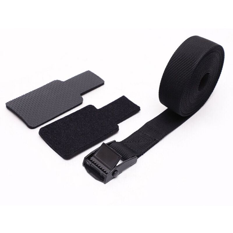 foto del prodotto pezzo, cinghia di ancoraggio corta imbottita, 25 cm, 1 m, fibbia di tensione, nero