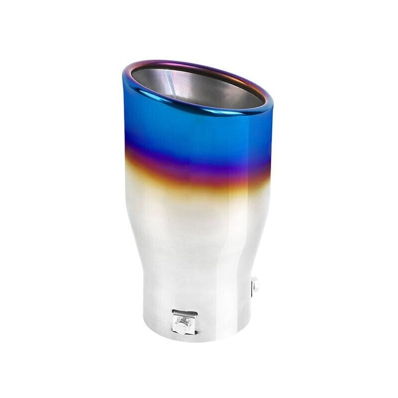 foto del prodotto pezzo di puntale di scarico per auto in acciaio inossidabile blu e rosso rotondo