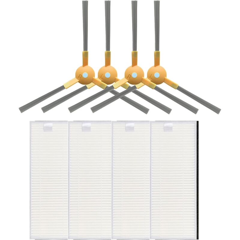 foto del prodotto pezzo di ricambio compatibile con tesvor s6 x500 x520 x600 pro m1 robot aspirapolvere accessorio, 4 filtri hepa, 4 spazzole laterali