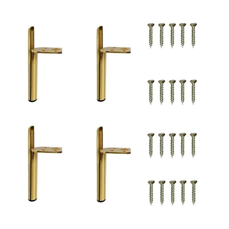 foto del prodotto pezzo gambe per mobili moderni da 13 cm, gambe di ricambio per mobili, gambe per tavoli e letti con viti, colore oro