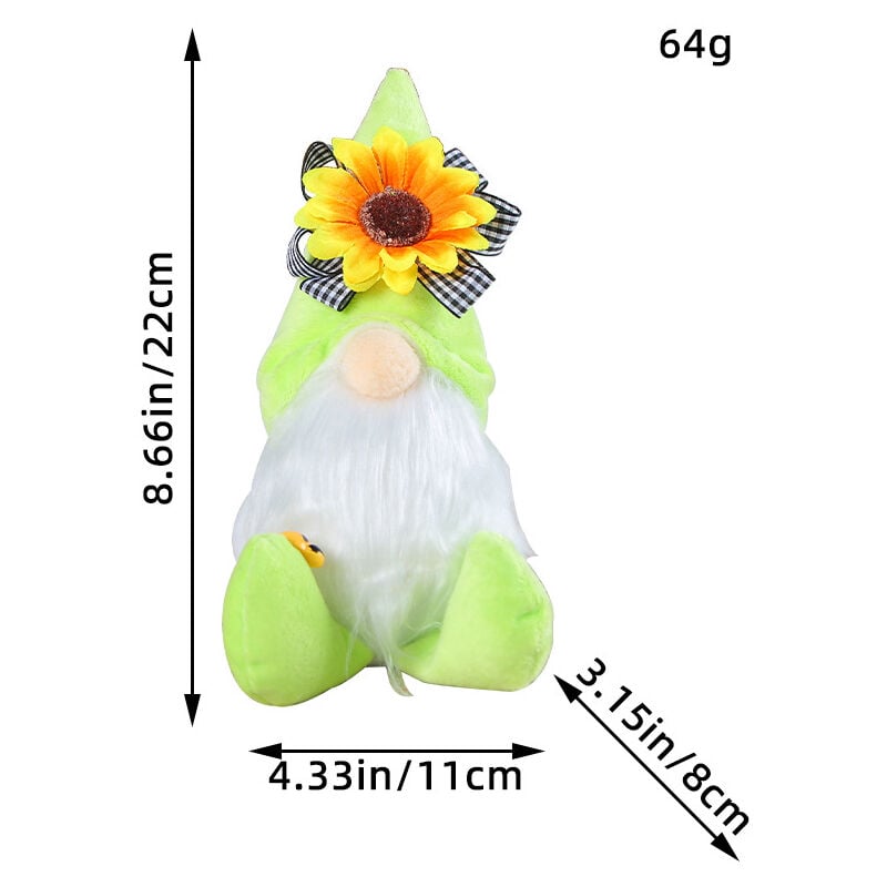 foto del prodotto pezzo serie di gnomi girasole gnomi estivi ornamenti di gnomi girasole decoro girasole, carino, girasole, ape (verde, cotone)