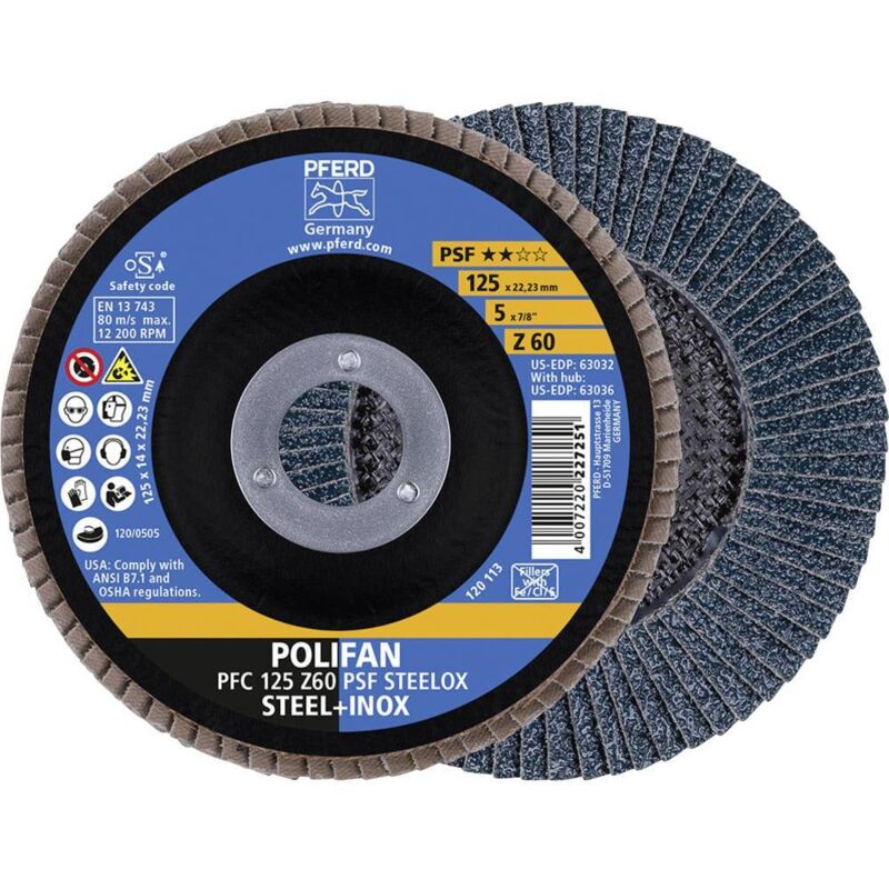 foto del prodotto pferd 69398193 pfc 125 z 60 psf steelox disco con falde diametro 125 mm 5 pz.