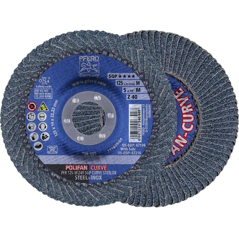 foto del prodotto pferd 69398197 pfr 125 m z 40 sgp curve steelox disco con falde diametro 125 mm 2 pz.