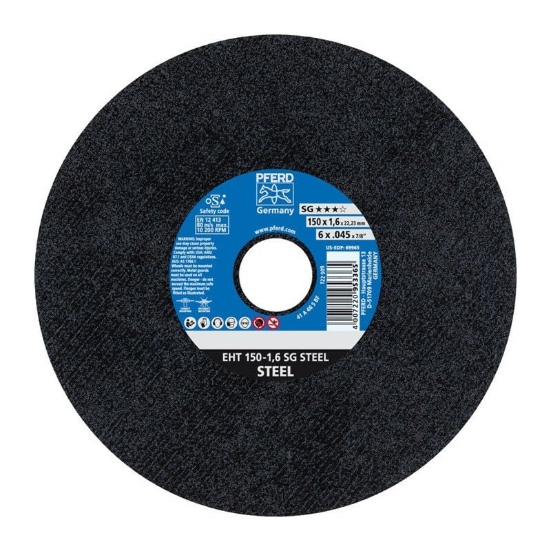 foto del prodotto pferd disco da taglio sg steel d150x1,6mm dritto sta trapano 22,23mm per 25 